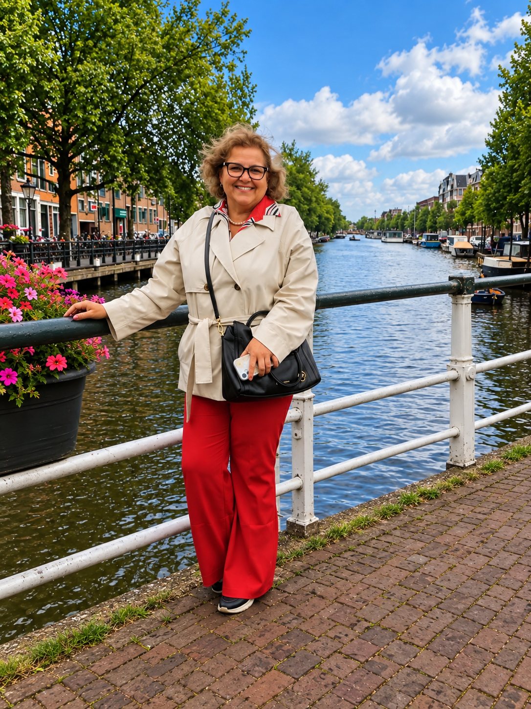 Tatiana Gervasio, guia brasileira em Amsterdam, na beira de um canal